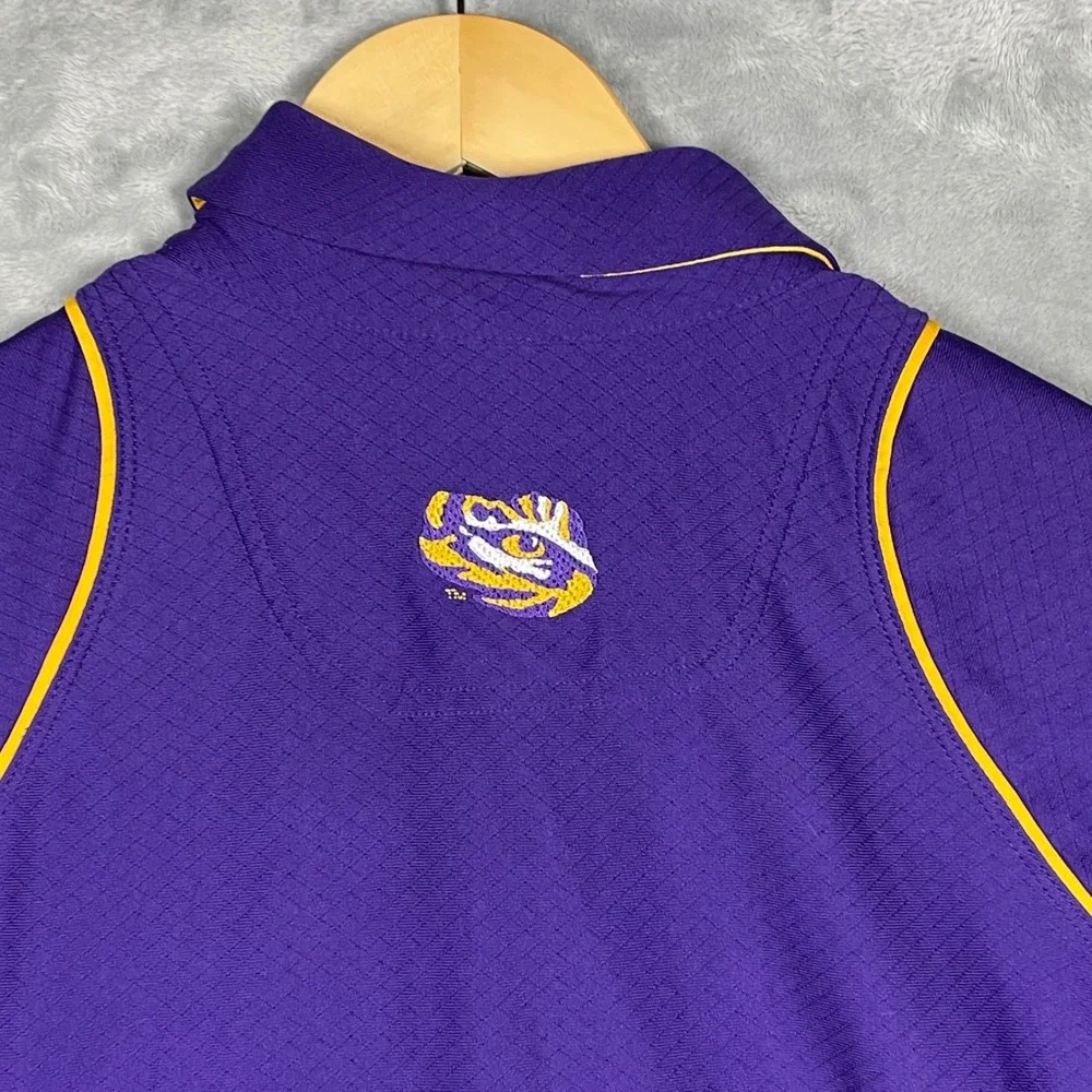 Nike Dri-FIT LSU Tigers Polo Shirt Mens XL Purple Yellow 22698X-LS1 NCAA